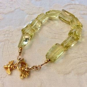 Lemon Quartz Gold Vermeil Honey Bee bracelet